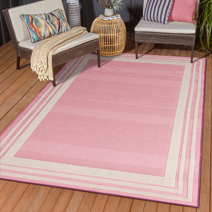 Latitude Run® Power Loom Pink Indoor/Outdoor Rug & Reviews Wayfair